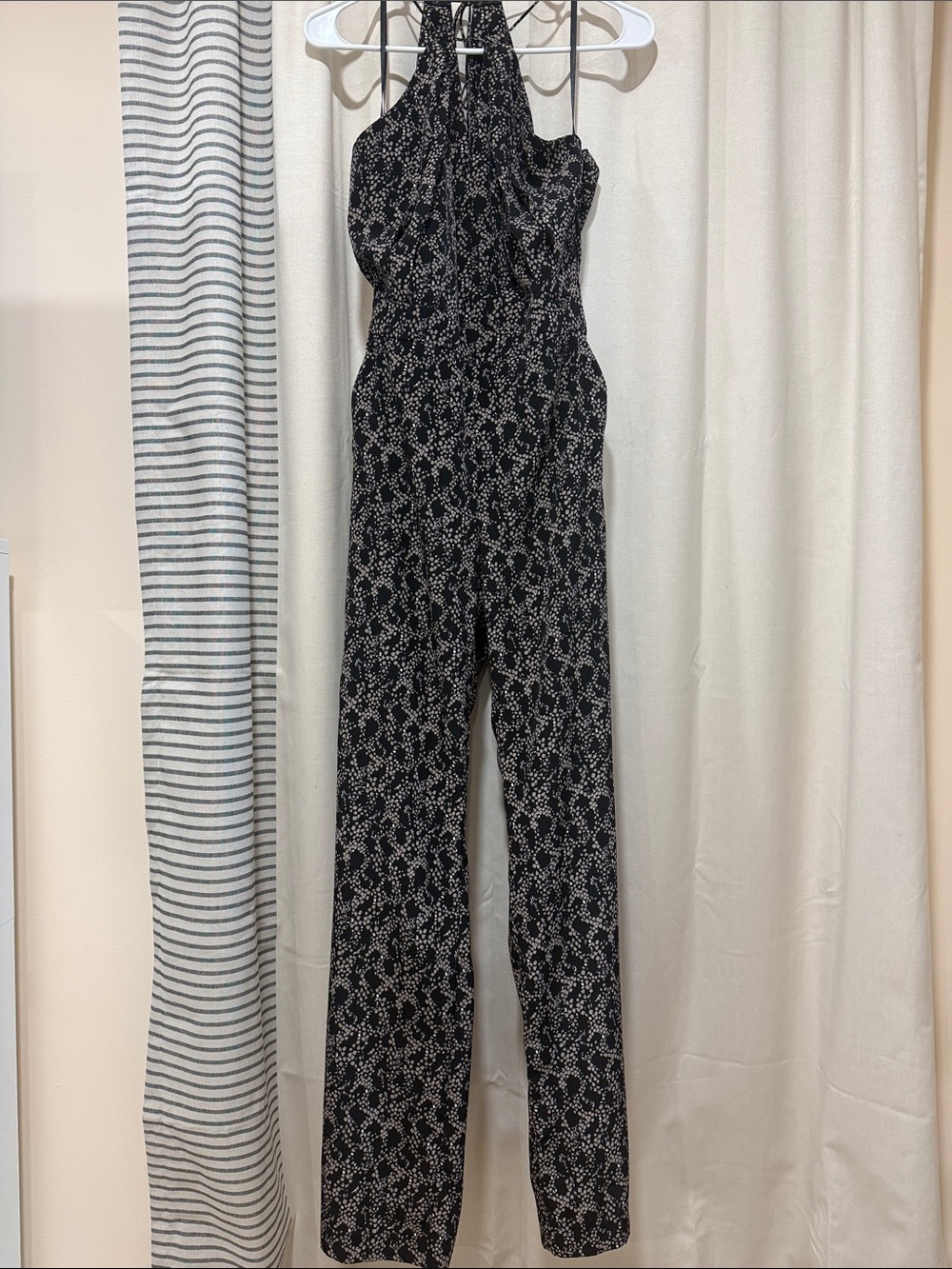 Banana Republic Black & White Printed Halter Jumpsuit